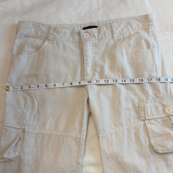Urban Behavior Beige Linen-Cotton Cargo Pants Size M Relaxed Fit With Pockets - Picture 14 of 16